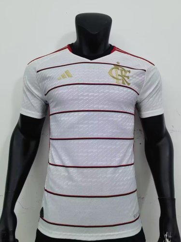 without Sponor Logo Player Version 2023-2024 Flamengo Away White Soccer Jersey