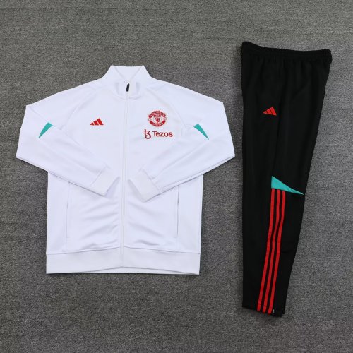 2023-2024 Manchester United White Soccer Training Jacket and Pants