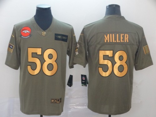 Denver Broncos 58 Von Miller 2019 Olive Gold Salute To Service Limited Jersey