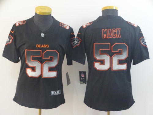 Women Chicago Bears 52 Khalil Mack Black Arch Smoke Vapor Untouchable Limited Jersey