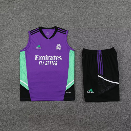 Adult Uniform 2023-2024 Real Madrid Purple Soccer Training Vest and Shorts