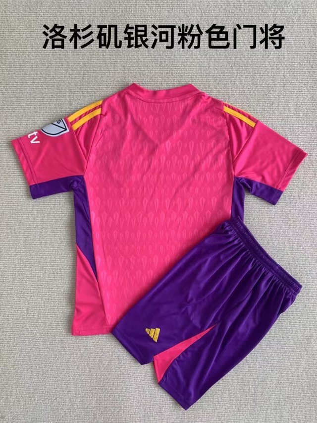 Adult Uniform 2023-2024 Los Angeles Galaxy Pink Goalkeeper Soccer Jersey Shorts