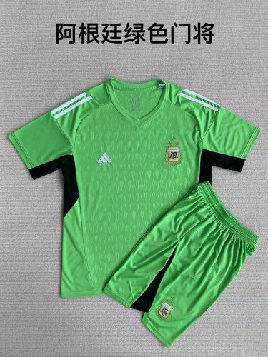Adult Uniform 2023-2024 Argentina Green Goalkeeper Soccer Jersey Shorts