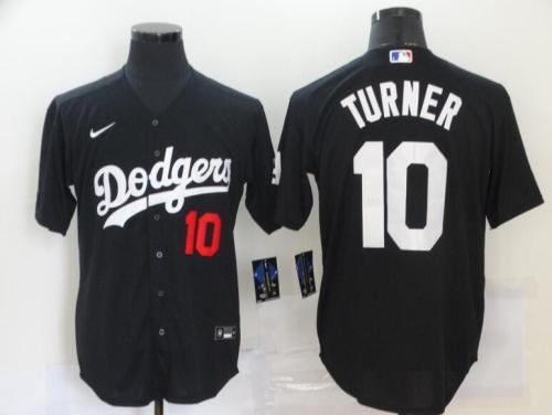 Los Angeles Dodgers 10 TURNER Black Cool Base Jersey