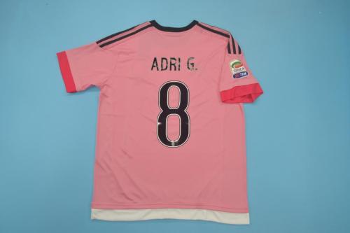 with Serie A patch Retro Jersey 2015-2016 Juventus 8 ADRI G. Away Pink Soccer Jersey