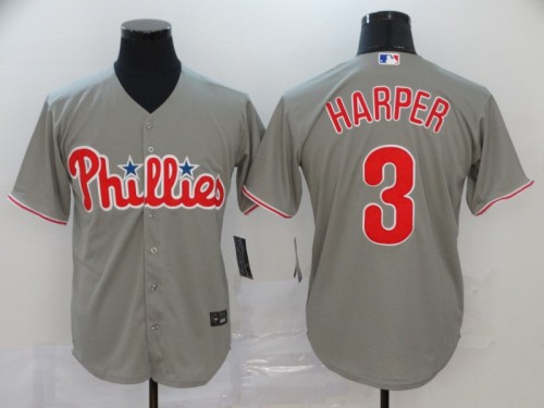 Philadelphia Phillies 3 HARPER Grey 2020 Cool Base Jersey