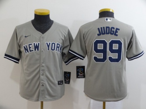 Youth Kids New York Yankees 99 JUDGE Grey 2020 Cool Base Jersey