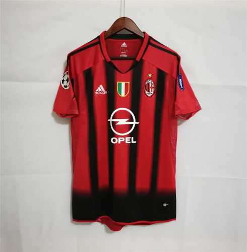 with UCL Patch+Scudetto Patch Retro Jersey 2004-2005 AC Milan Home Soccer Jersey
