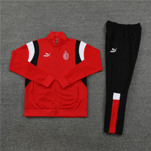 2023-2024 AC Milan Red Soccer Training Sweater and Pants