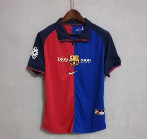 with 2 Sleeve Patches Retro Jersey 1899-1999 Barcelona 100th Anniversary Memorial Home Soccer Jersey