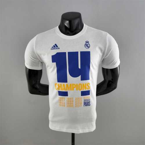 #K000176 Real Madrid 14 CHAMPIONS White Soccer T-shirt