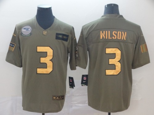 Seattle Seahawks 3 Russell Wilson 2019 Olive Gold Salute To Service Limited Jersey