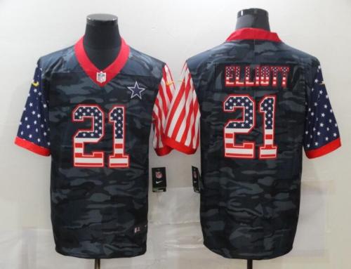 Dallas Cowboys 21 ELLIOTT Black Camo USA Flag Limited Jersey