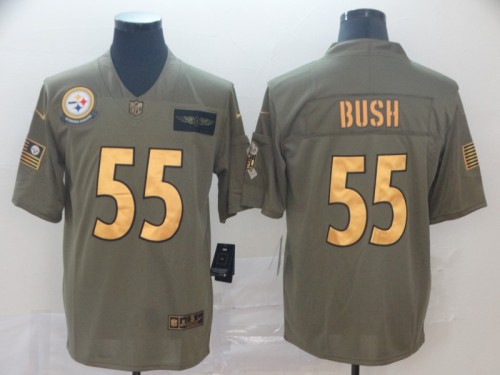 Pittsburgh Steelers 55 Devin Bush 2019 Olive Gold Salute To Service Limited Jersey