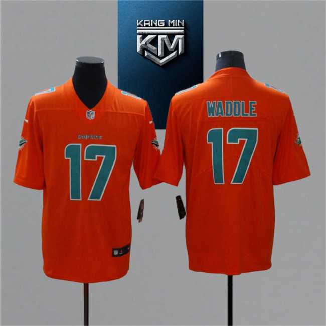 2021 Dolphins 17 WADDLE RED NFL Jersey S-XXL GREY Font