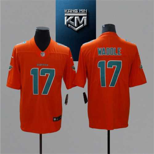 2021 Dolphins 17 WADDLE RED NFL Jersey S-XXL GREY Font