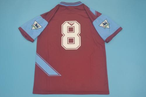 with EPL Patch Retro Jersey 1993-1995 West Ham United 8 Home Soccer Jersey