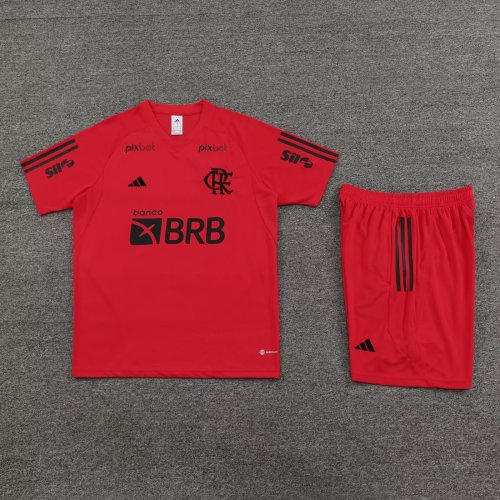 Adult Uniform 2023-2024 Flamengo Red Soccer Training Jersey Shorts