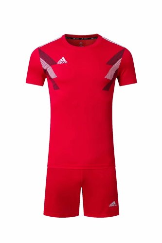 #605 Red Soccer Training Uniform Blank Jersey and Shorts