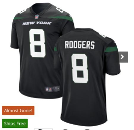 Youth New York Jets Aaron Rodgers Black Game Jersey