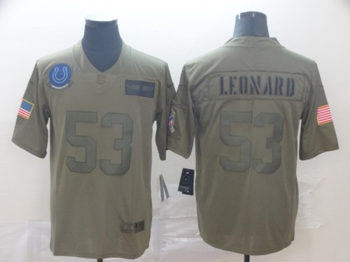 Indianapolis Colts 53 LEONARD 2019 Olive Salute to Service Limited Jersey