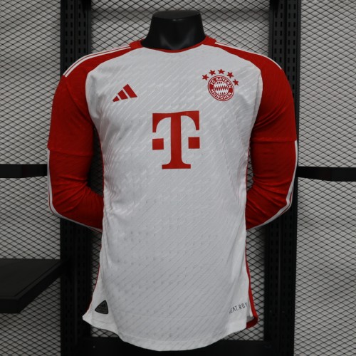 Bayern Football Shirt Player Version Long Sleeve 2023-2024 Bayern Munich Home Soccer Jersey