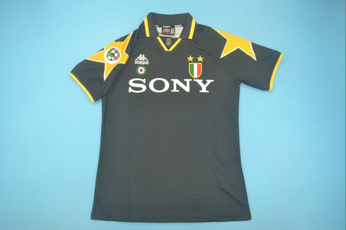 with Coppa Italia+Scudetto+Serie A Patch Retro Jersey 1995-1996 Juventus Away Black Soccer Jersey