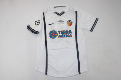 with UCL Patch+Front Lettering Retro Camisetas de Futbol 2000-2001 Valencia Home Soccer Jersey