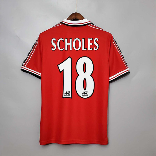 Retro Jersey 1998-1999 Manchester United SCHOLES 18 Home Soccer Jersey