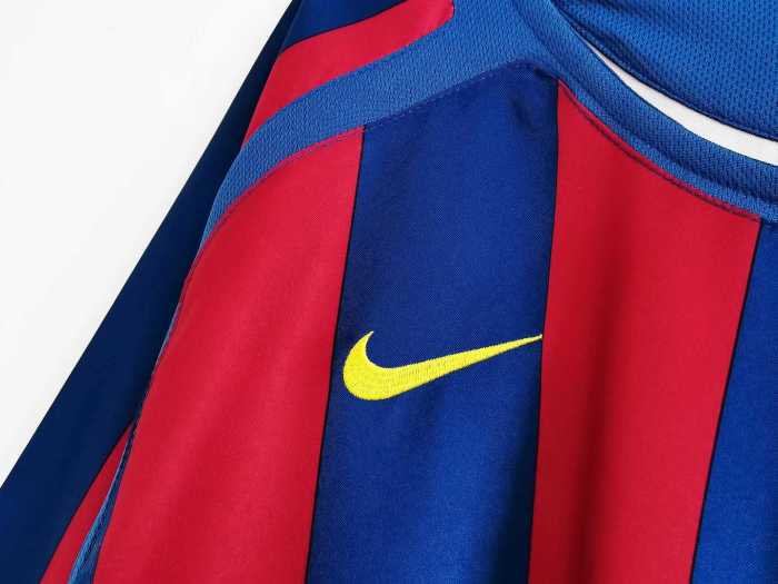 Retro Jersey long sleeves 2005-2006 Barcelona Home Blue/Red Soccer Jersey