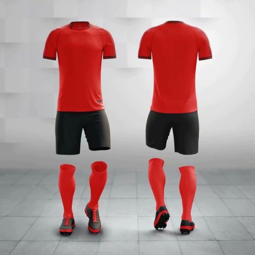 M8603 Red Tracking Suit Adult Uniform Soccer Jersey Shorts