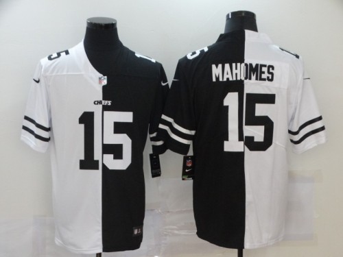 Kansas City Chiefs 15 MAHOMES Black And White Split Vapor Untouchable Limited Jersey