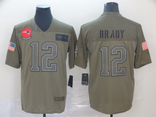 New England Patriots 12 Tom Brady 2019 Olive Salute To Service Limited Jersey
