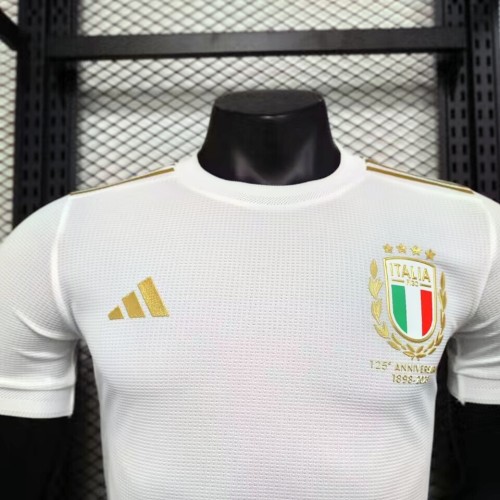 Player Version 2023-2024 Italy 125th anniversary kit White Shirt Soccer Jersey