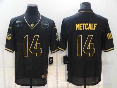 Seahawks 14 DK Metcalf Black Gold 2020 Salute To Service Limited Jersey