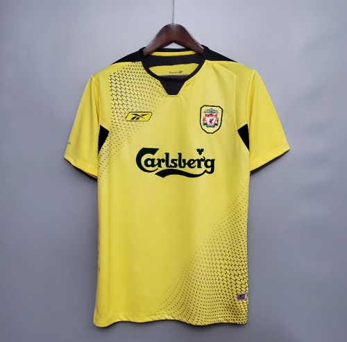 Retro Jersey 2004-2005 Liverpool Away Yellow Soccer Jersey Vintage Football Shirt