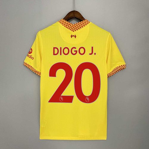 Fans Version 2021-2022 Liverpool DIOGO J. 20 3rd Away Yellow Soccer Jersey