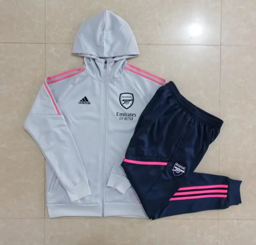 2023-2024 Arsenal Grey Soccer Hoodie and Pants