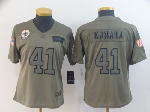 New Orleans Saints 41 Alvin Kamara 2019 Olive Women Salute To Service Limited Jersey