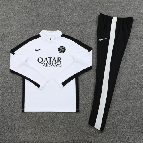 2023-2024 PSG White/Black Soccer Training Sweater and Pants