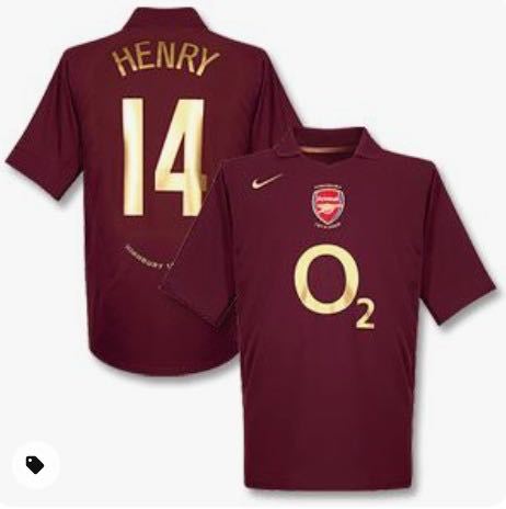 with Gold Lettering Retro Jersey 2005-2006 Arsenal 14 HENRY Home Soccer Jersey