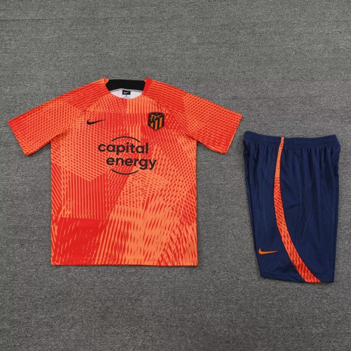Adult Uniform 2023-2024 Atletico Madrid Orange Soccer Training Jersey Shorts
