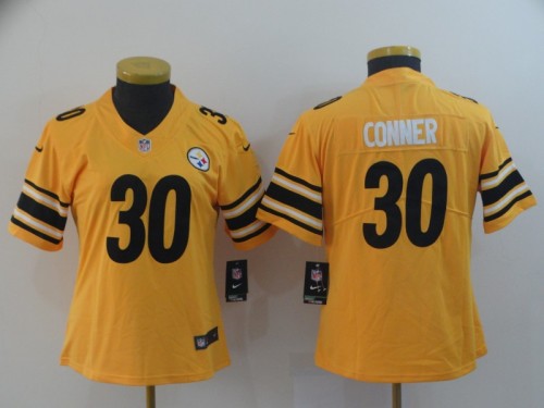 Women Pittsburgh Steelers #30 CONNER Yellow NFL Jersey