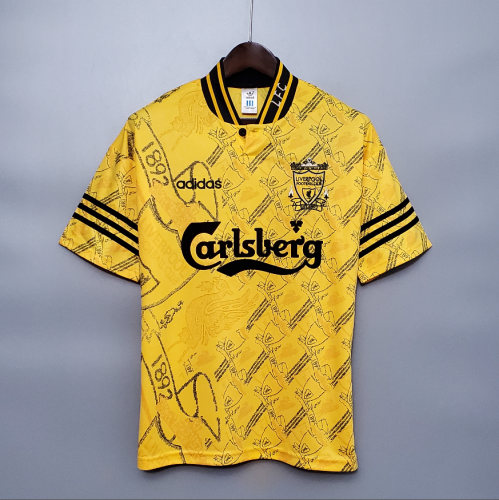 Retro Jersey 1994-1996 Liverpool Third Yellow Soccer Jersey Vintage Football Shirt