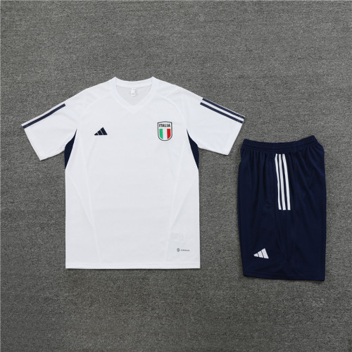 Adult Uniform 2023-2024 Italy White Soccer Training Jersey and Shorts