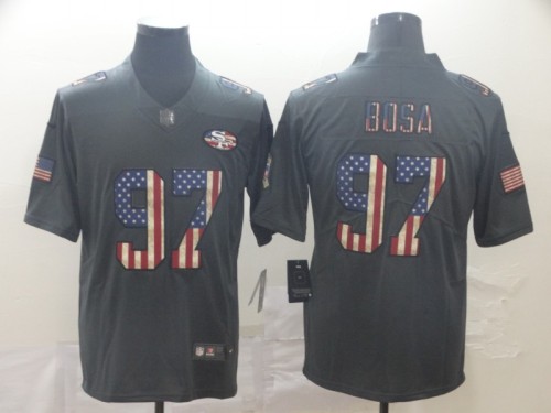 San Francisco 49ers 97 BOSA 2019 Black Salute To Service USA Flag Fashion Limited Jersey