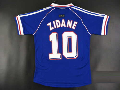 FIFA World Cup France 98 ZIDANE 10 Home Soccer Retro Jesey