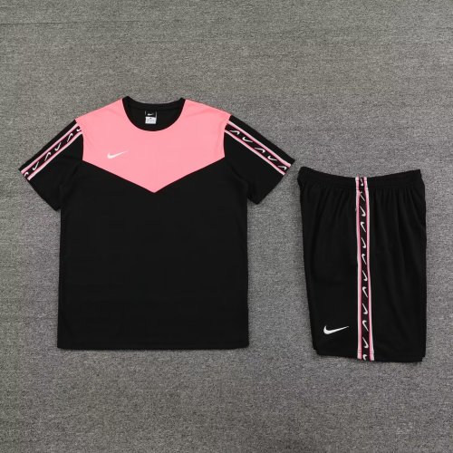 DIY Custom Blank Uniforms Pink/Black Soccer Training Jersey Shorts
