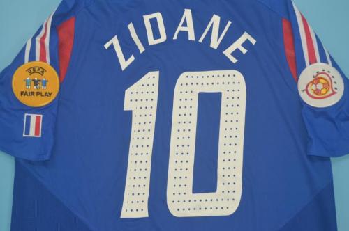 with Patch Retro Jersey 2004 France 10 ZIDANE Home Soccer Jersey