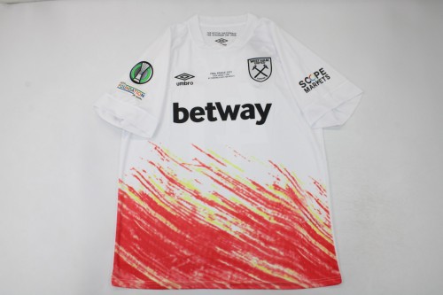 with Front Lettering+sleeve Patch Fans Version 2022-2023 West Ham United CONFERENCE FINAL 3rd Away White Football Shirt